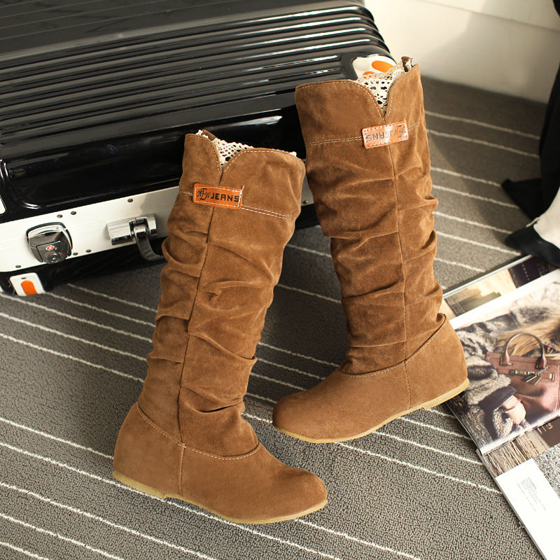2021 Otoño Invierno suede botas planas con botas Scrub aumentar dentro zapatos de fondo plano mate tubo de cuero Martin de las mujeres botas