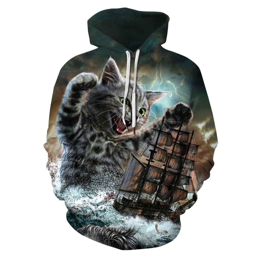Hooded Sweatshirt Printed Loose Plus Size Fitness Sweatshirt