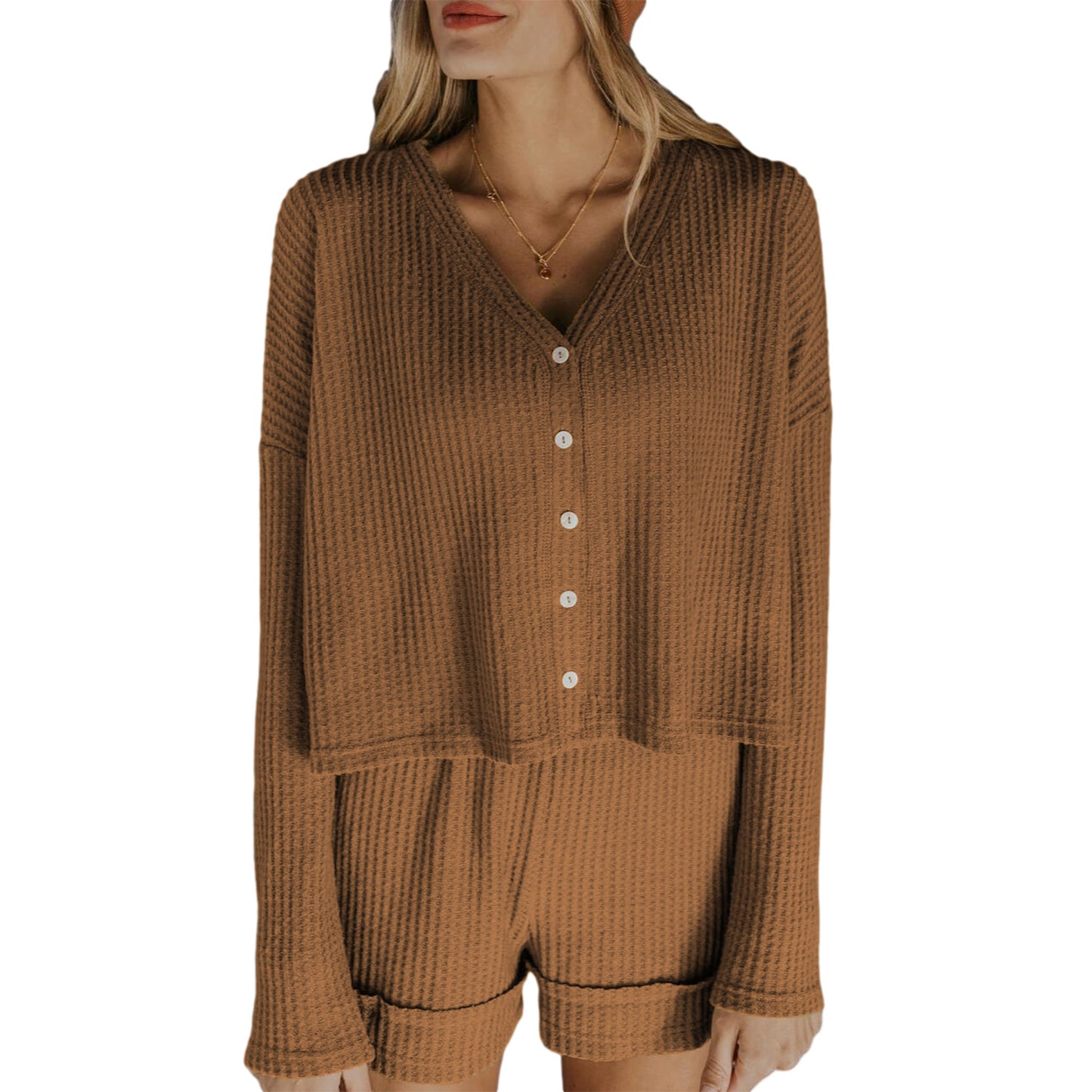 New Spring And Summer Waffle Suit Home Wear Sports Suit
