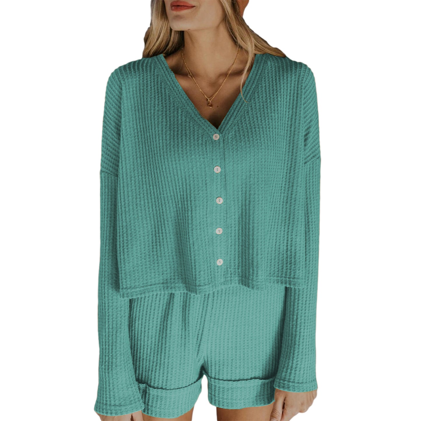 New Spring And Summer Waffle Suit Home Wear Sports Suit