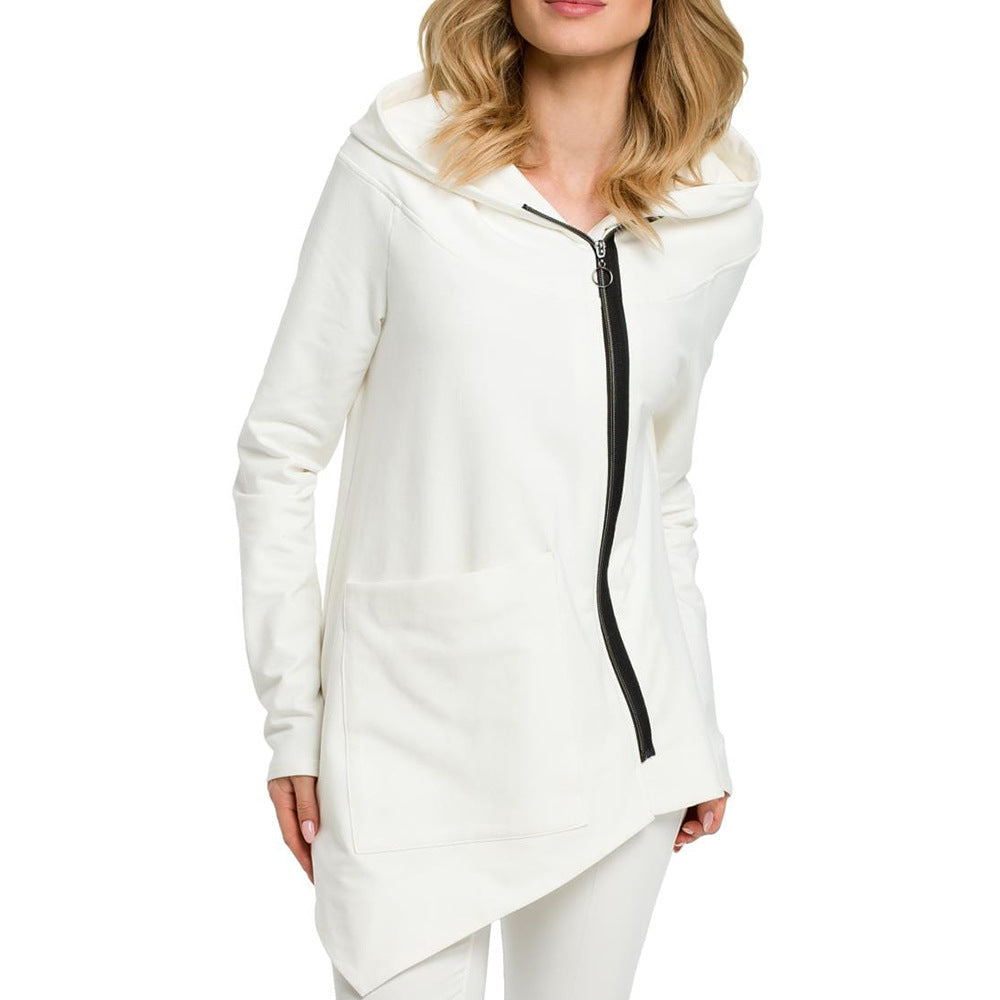 Diagonal zip sweatshirt