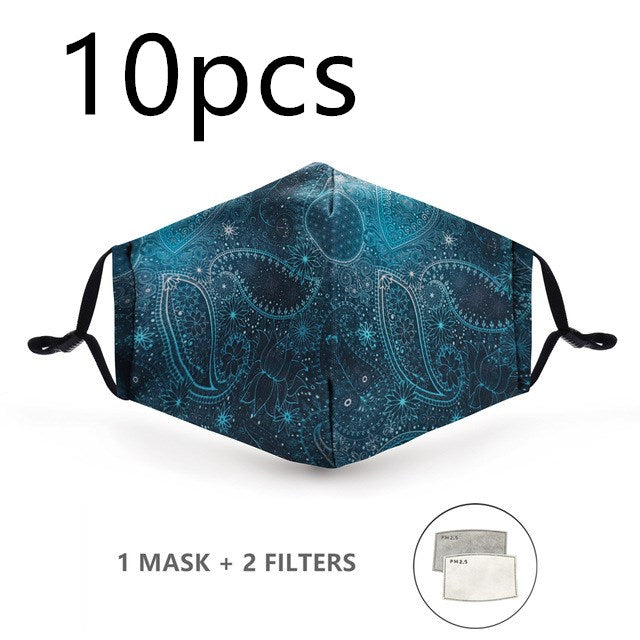Three-layer printed adjustable ear-hook cotton mask
