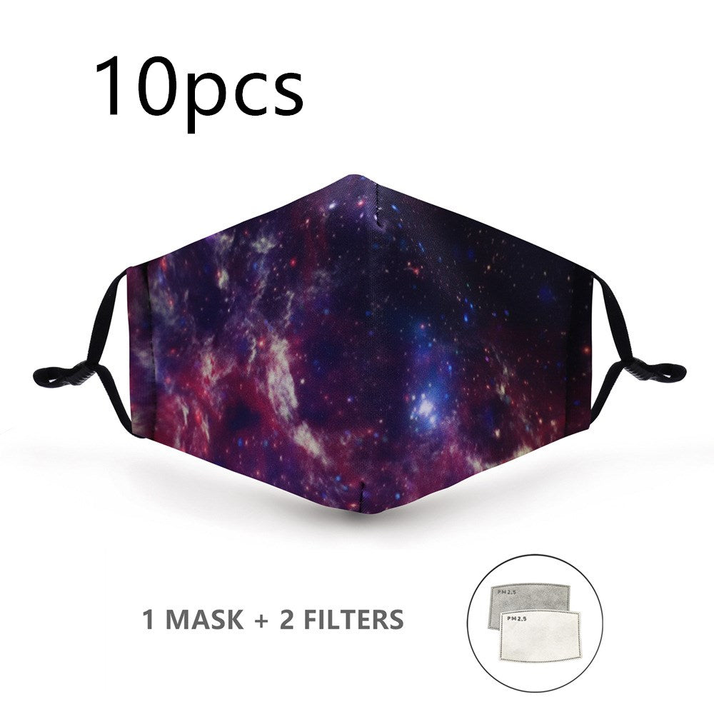Three-layer printed adjustable ear-hook cotton mask