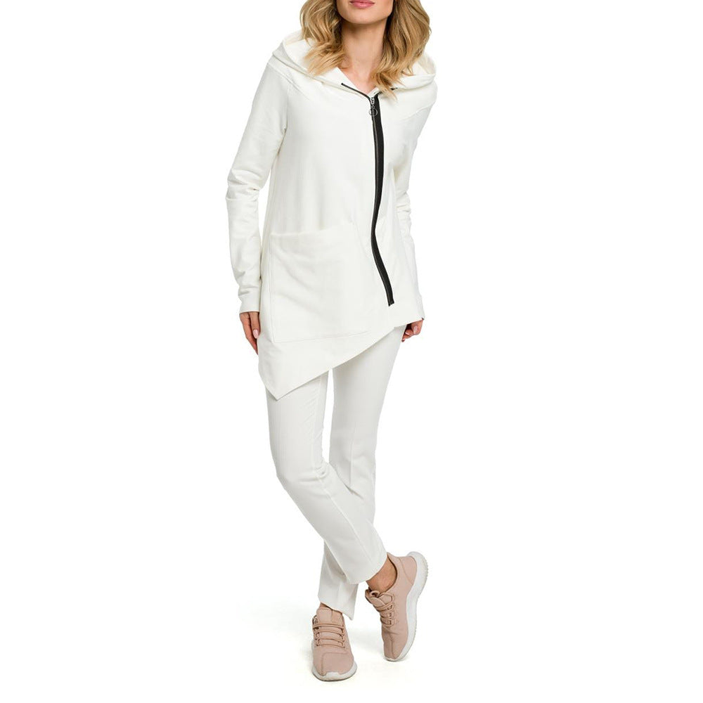 Diagonal zip sweatshirt