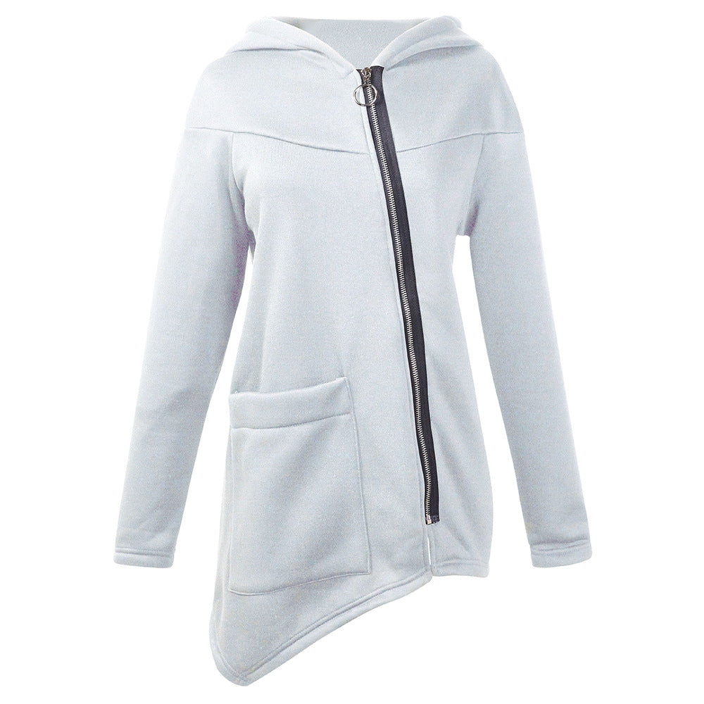 Diagonal zip sweatshirt