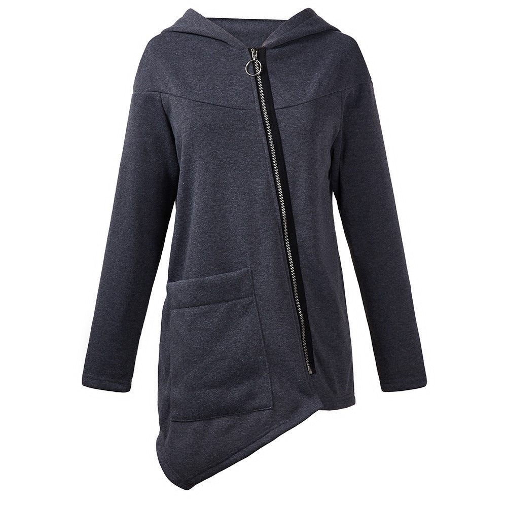Diagonal zip sweatshirt