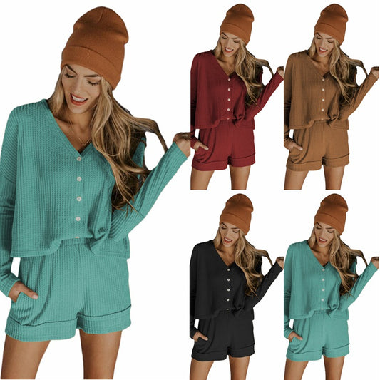 New Spring And Summer Waffle Suit Home Wear Sports Suit