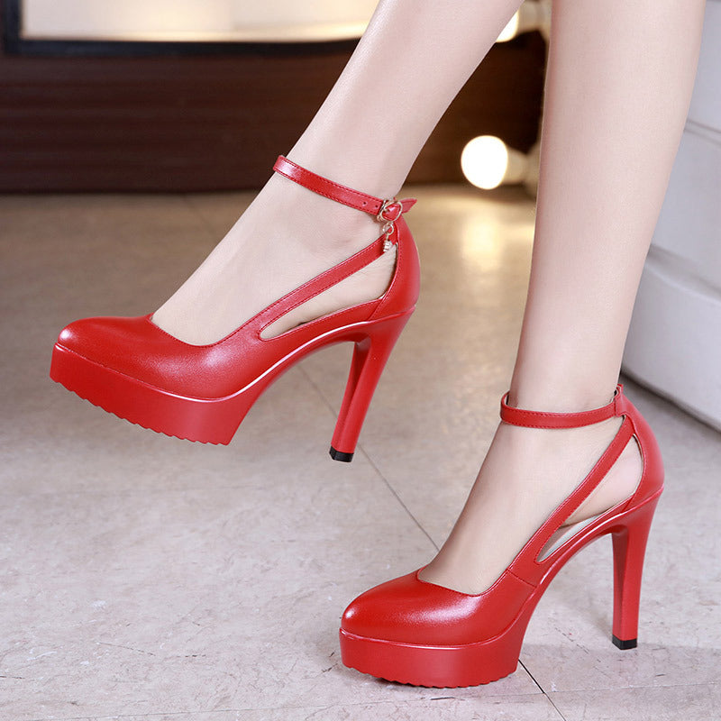 Pointed toe large size wedding shoes stiletto high heels
