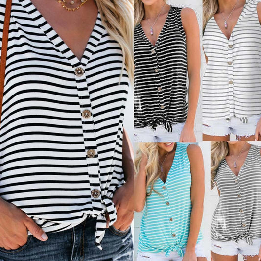 Summer Versatile Women's Multi-color Sleeveless Vest Outer Wear T-shirt